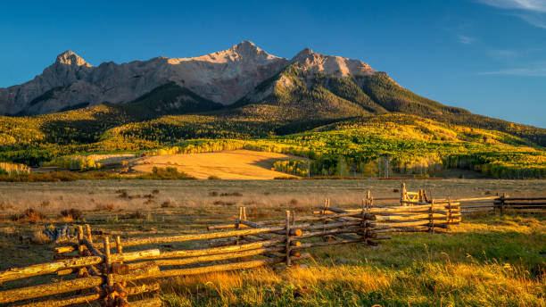 Autumn view of Lost Dollar Ranch Colorado - Rocky Mountains Autumn view of Lost Dollar Ranch Colorado - Rocky Mountains sneffels range stock pictures, royalty-free photos & images