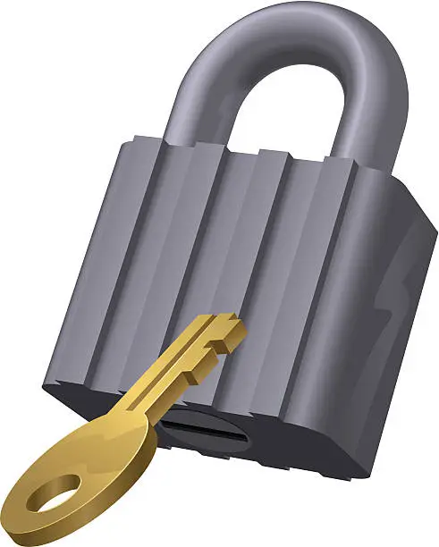 Vector illustration of Padlock and key
