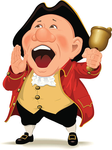 Town Crier Vector cartoon illustration of excited town crier helping you make an important announcement. town criers stock illustrations