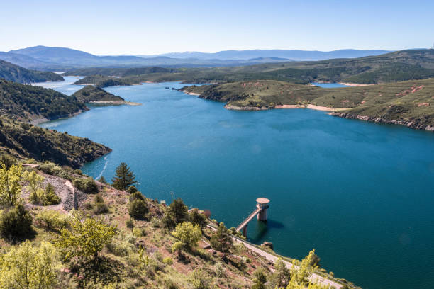 lake of the reservoir of atazar. madrid Spain stock photo