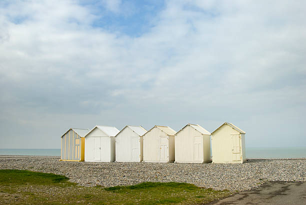 Beach huts Cayeux on the sea