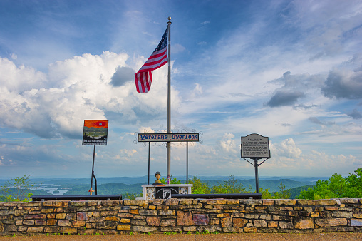 Bean Station, Tennessee, USA - May 3, 2019:  Veterans Overlook.  Memorial for veterans that looks over a valley where the Cherokees led Daniel Boone to Cumberland Gand.