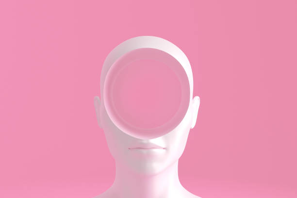 istock Concept art on education and problem solving. Porcelain female head with a round hole in it.3D illustration 1150573857