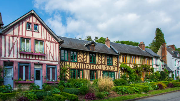 istock Old half-timbered houses, typical french Normandy style 1150573921