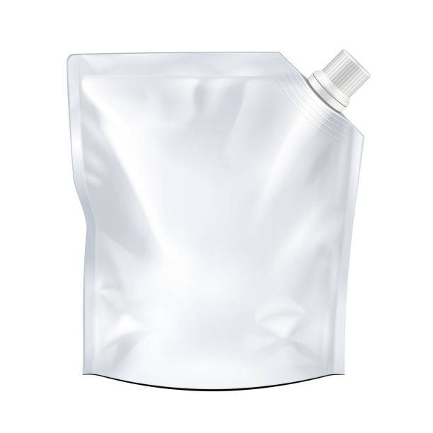 istock Blank Food Doypack Flexible Pouch Bag With Corner Spout Lid. Mock Up, Template. Illustration Isolated On White Background. Ready For Your Design. Product Packaging. Vector EPS10 1150573997