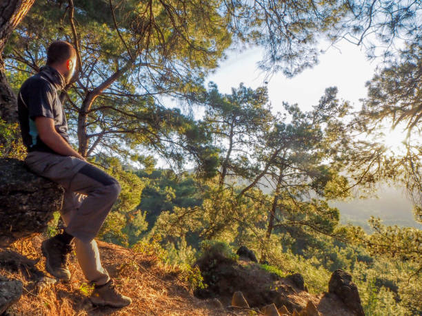 istock Free man is watching the wonderful landscape 1150576314