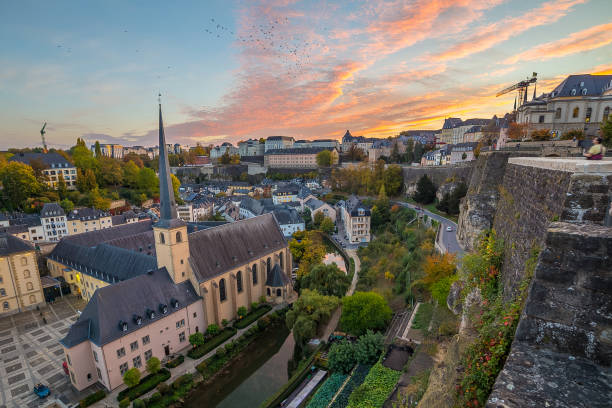 istock Grund and the Luxembourg Skyline at Sunset 1150580666