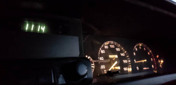 istock Vehicle interior. Steering wheel and dashboard car. 1150581235
