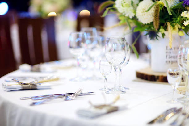 istock Table set for an event party or wedding reception 1150583983