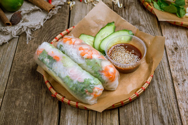 istock Fresh Spring Roll with shrimps, Vietnamese Food 1150586972