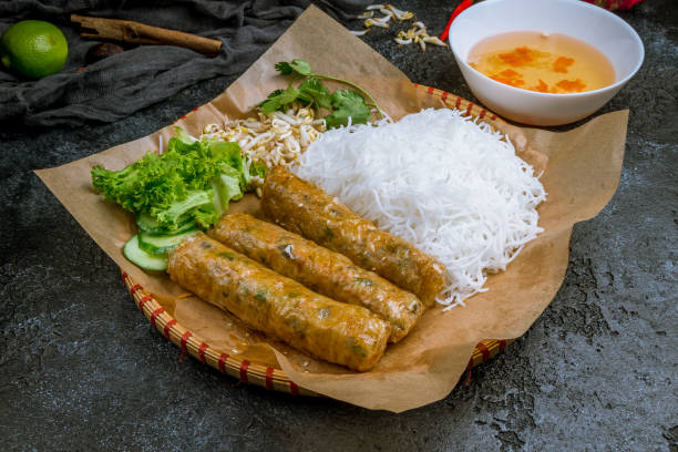 istock vietnamese food spring rolls and noodle 1150587022