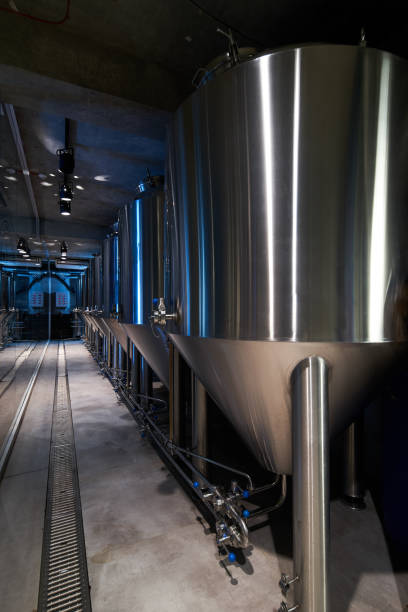 Craft beer production in private brewery, close-up