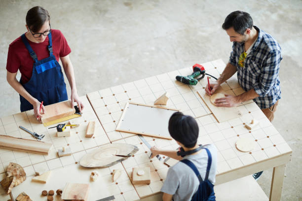 istock Making wooden detail for interior design 1150591771