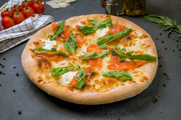 istock Pizza with salmon and Philadelphia cheese 1150592959
