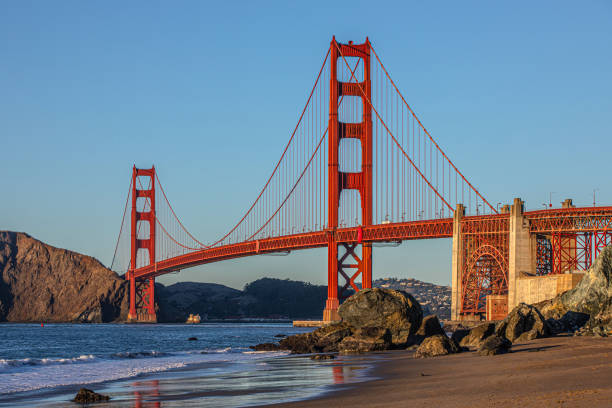 istock San Francisco - The Golden Gate Bridge at sunset from the beach 1150594323