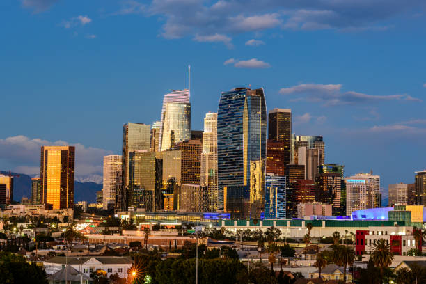 istock Downtown Los Angeles skyline at sunset 1150594332