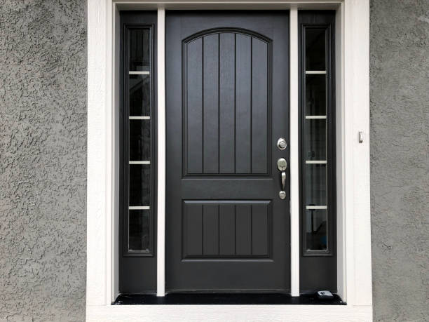 istock Black Front Door Shiplap 1150594478