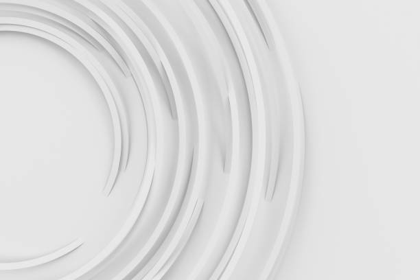 sfondo di luce digitale di molti anelli rotanti bianchi e formazione di una cornice nell'illustrazione 3d centrale - active disk foto e immagini stock