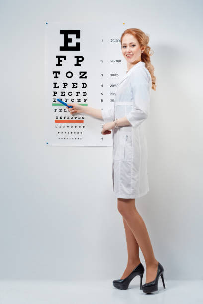 istock Optical. Doctor - ophthalmologist shows eyesight test 1150598019
