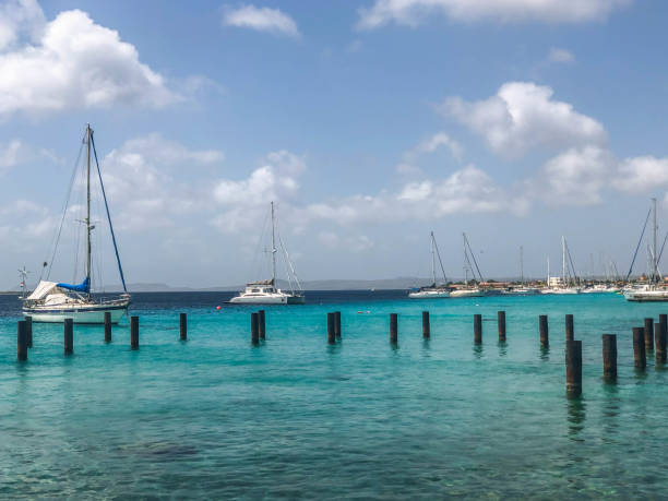 istock Boats sit on the coastline in Bonaire 1150598219
