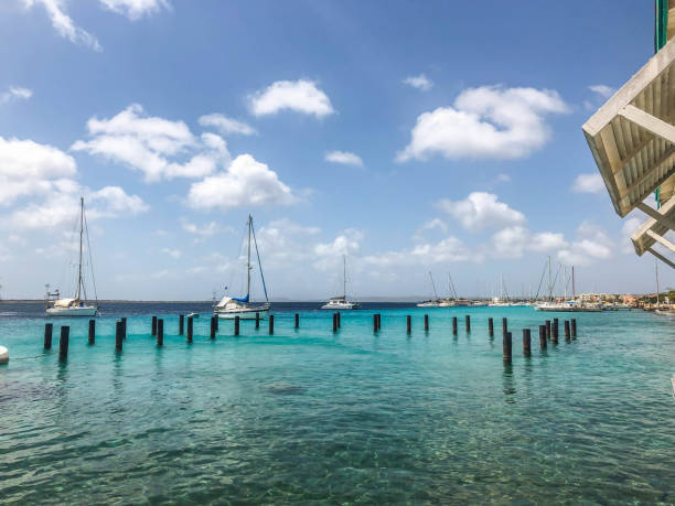 istock Boats sit on the coastline in Bonaire 1150598277