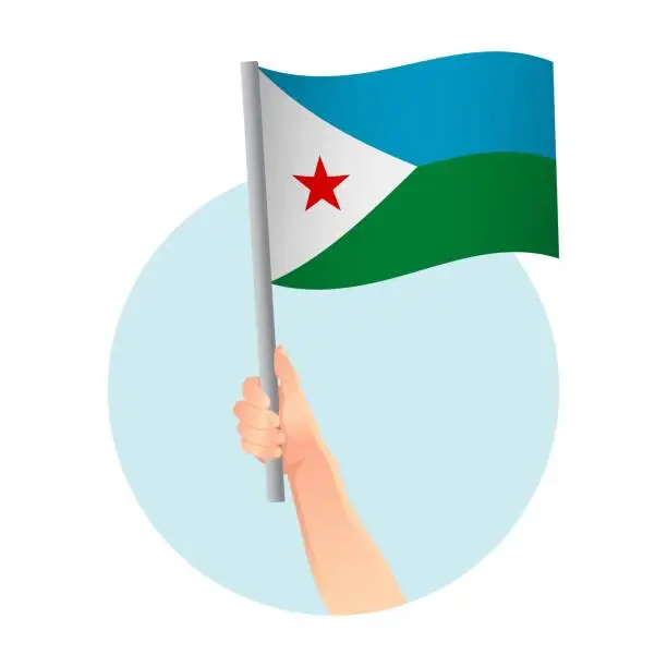 Vector illustration of flag in hand