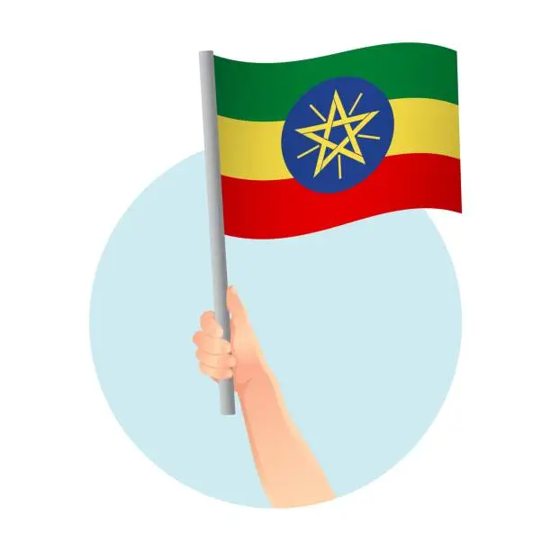 Vector illustration of flag in hand