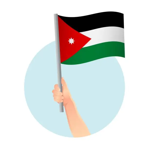 Vector illustration of flag in hand