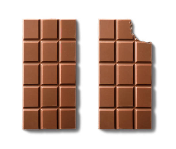 istock Top view of milk chocolate bars . Isolated on white background 1150603462