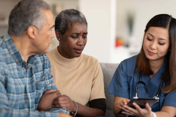 istock Sharing results with an elderly couple 1150608051