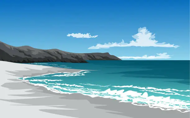 Vector illustration of cliff beach