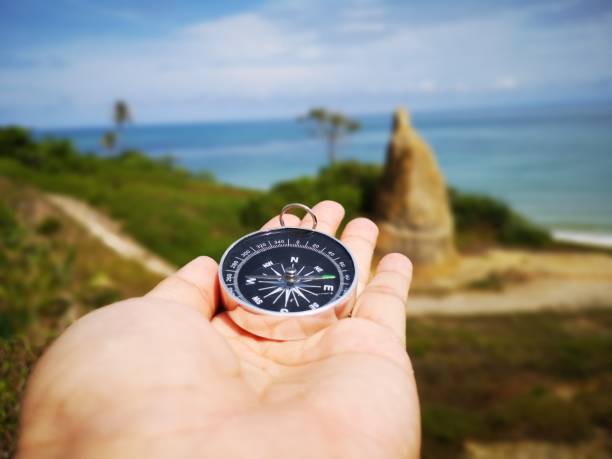 istock A compass is an instrument used for navigation and orientation that shows direction relative to the geographic cardinal directions or points.  Some using magnetic energy and fengshiu to enhance life. 1150616835