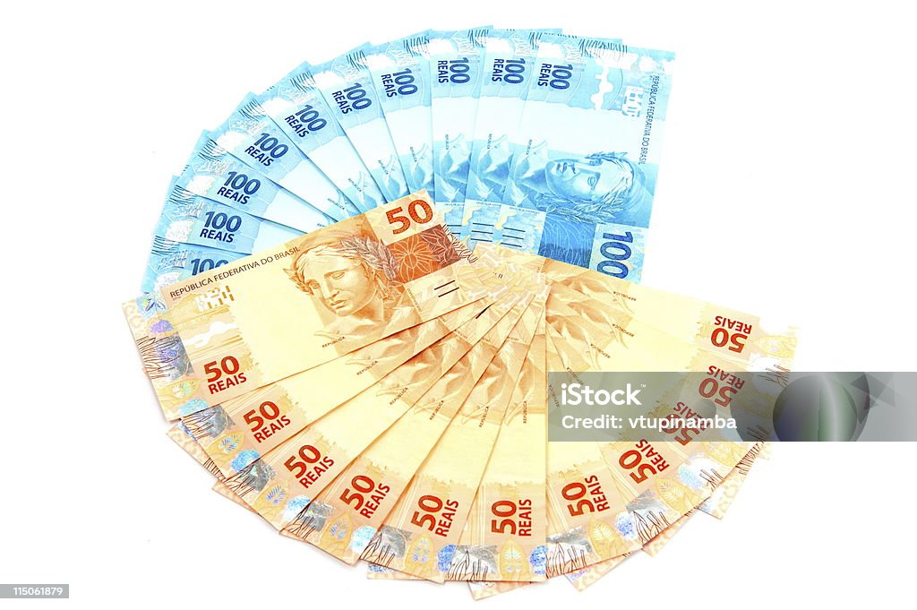 New Brazilian Money New brazilian currency - Fifty and one hundred Real. Brazilian Currency Stock Photo