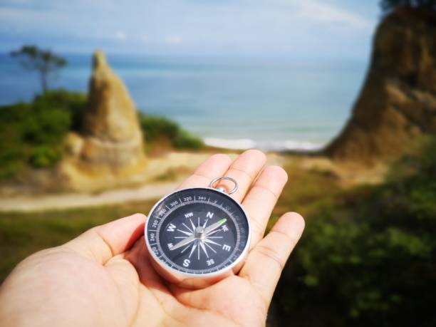istock A compass is an instrument used for navigation and orientation that shows direction relative to the geographic cardinal directions or points.  Some using magnetic energy and fengshiu to enhance life. 1150619832