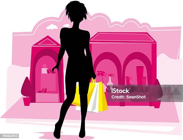 Shopping Silhouette Girl Stock Illustration - Download Image Now - Adult, Back Lit, Bag