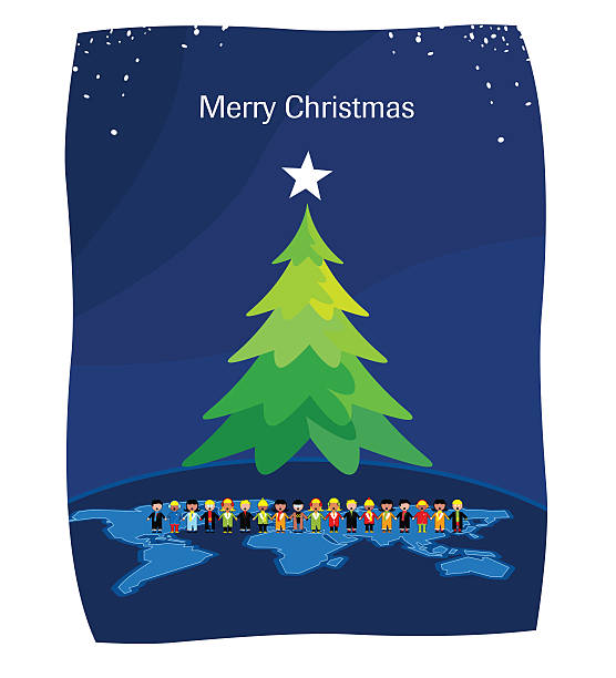 merry christmas świata - christmas singing music star shape stock illustrations