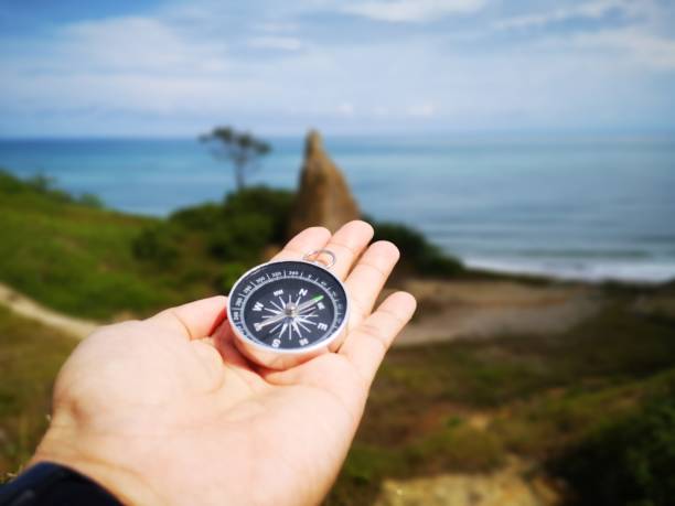 istock A compass is an instrument used for navigation and orientation that shows direction relative to the geographic cardinal directions or points.  Some using magnetic energy and fengshiu to enhance life. 1150620480