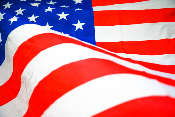 istock America flag waving with the wind for memorial day. 1150622934