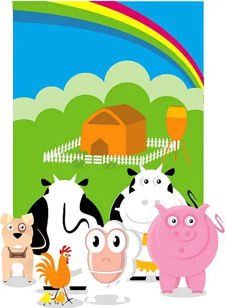 Vector illustration of farm animals