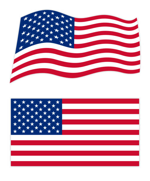 соединенные штаты америки волнистые и плоские флаги - american flag usa flag curve stock illustrations