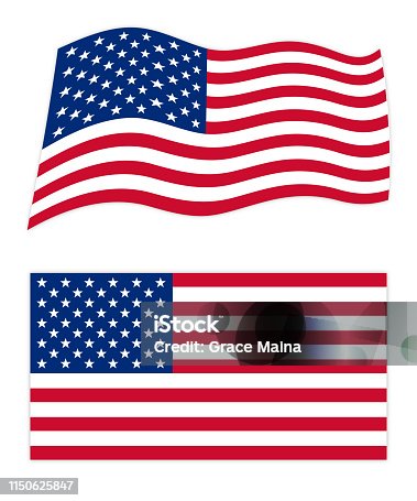 istock United States Of America Wavy And Flat Flags 1150625847