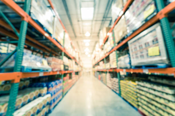 istock Blurry background big boxes wholesale store in America 1150628420