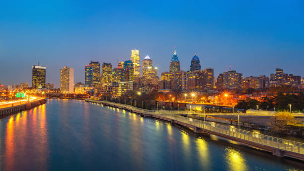 istock Philadelphia skyline and Schuylkill river at night, USA. 1150629268