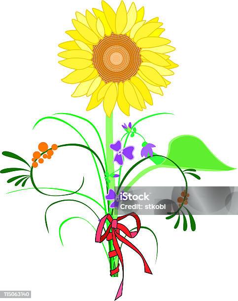 Flower Bouquet With Sunflower Stock Illustration - Download Image Now - Bunch of Flowers, Color Image, Flower