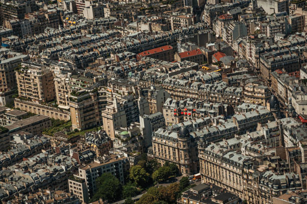 istock Building roofs and windows seen from the Eiffel Tower in Paris 1150632712