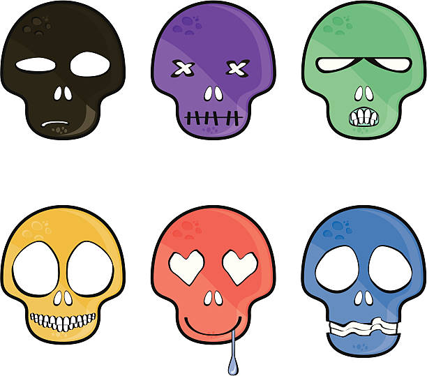 emocje czaszka - rock and roll dark terrified human bone stock illustrations