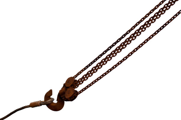 Chain hoist and wire rope on isolate and white background