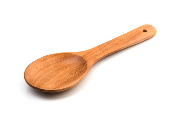 wooden spoon isolated on white background. - old fashioned domestic kitchen old close up imagens e fotografias de stock
