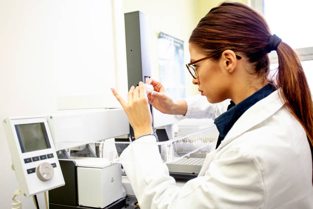 istock Working on chromatography with liquid woman in laboratory 1150640678