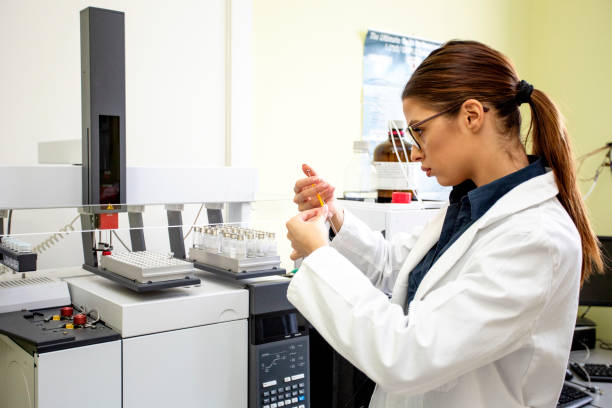 istock Working on chromatography with liquid woman in laboratory 1150640679